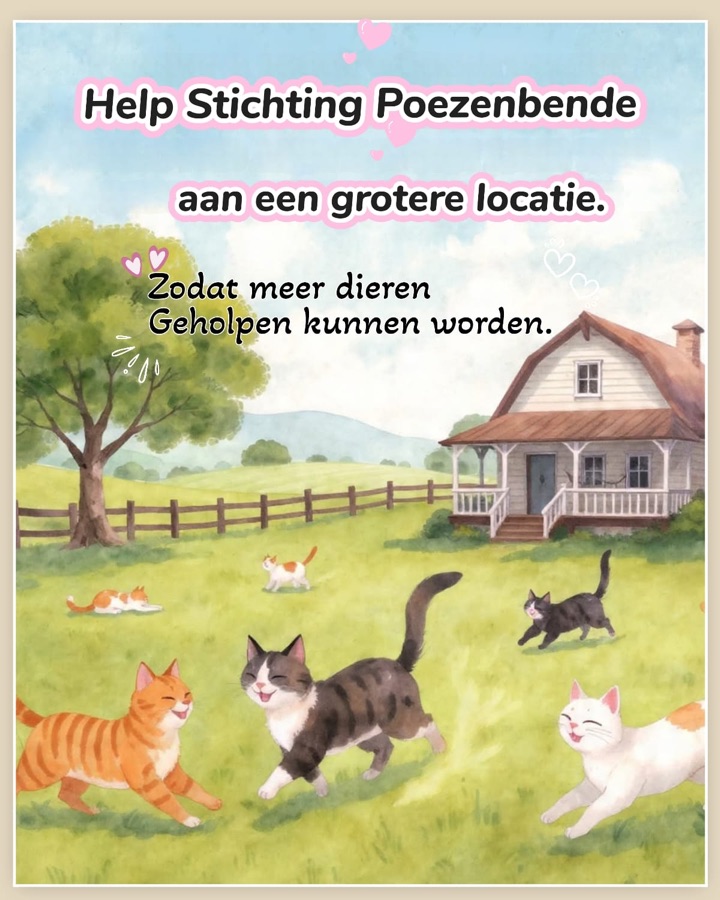 Help Stichting Poezenbende aan een grotere locatie, zodat meer dieren geholpen kunnen worden